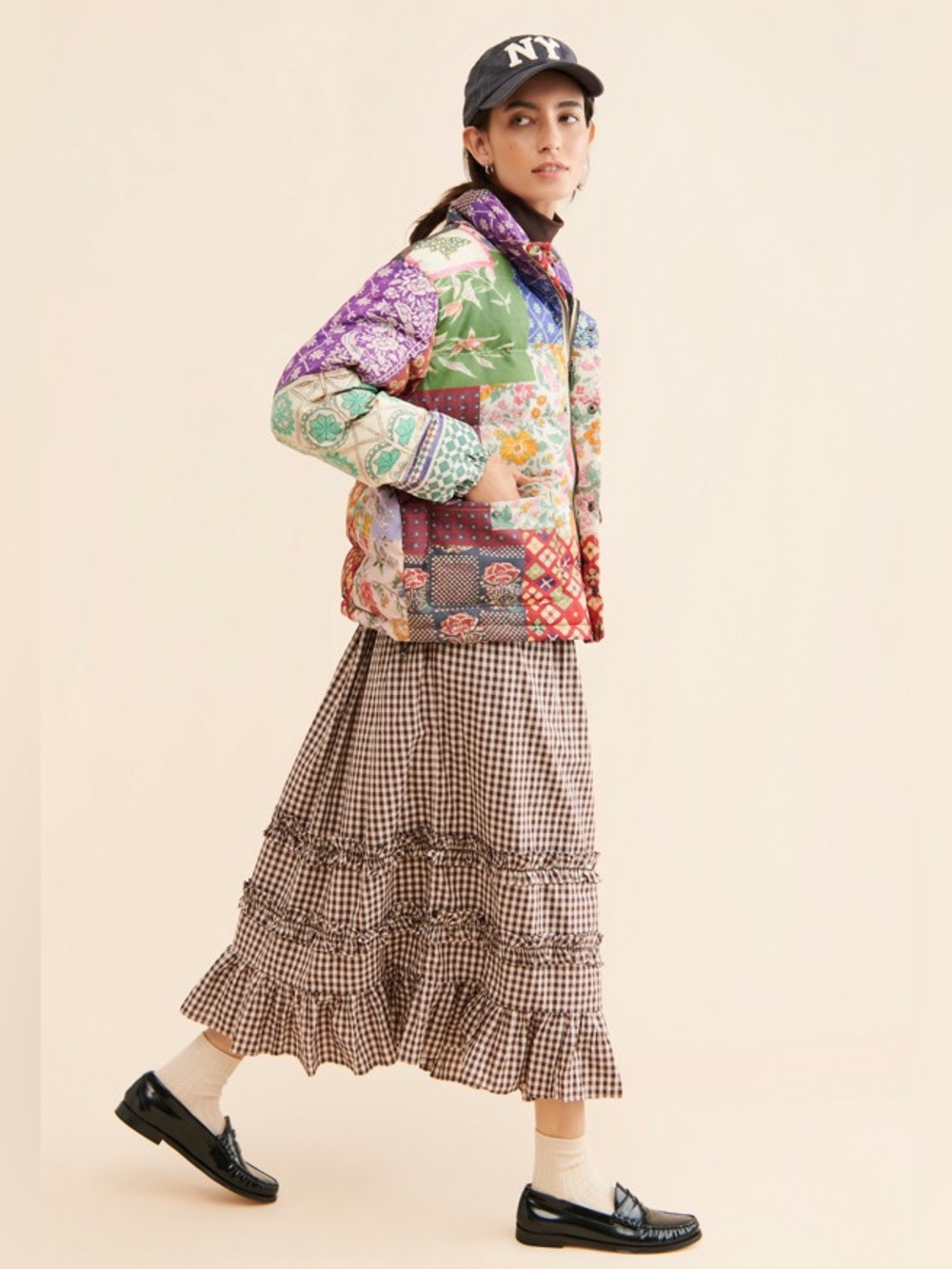 Found by Free People Mixed Print Garden Puffer Women’s XS - Picture 9 of 15